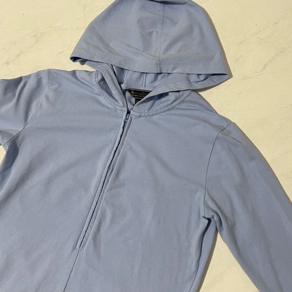 Vintage Y2K Abercrombie & Fitch Light Blue 1/2 Zip 3/4 Sleeve Hoodie Size Medium - Picture 3 of 5